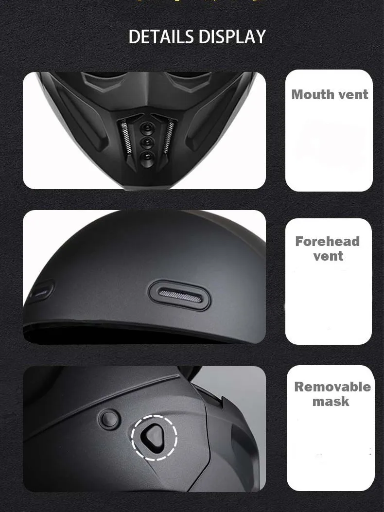 Винтажный ретро мотоциклетный  – обзор и цена Full Face Motorcycle Helmet With Bluetooth